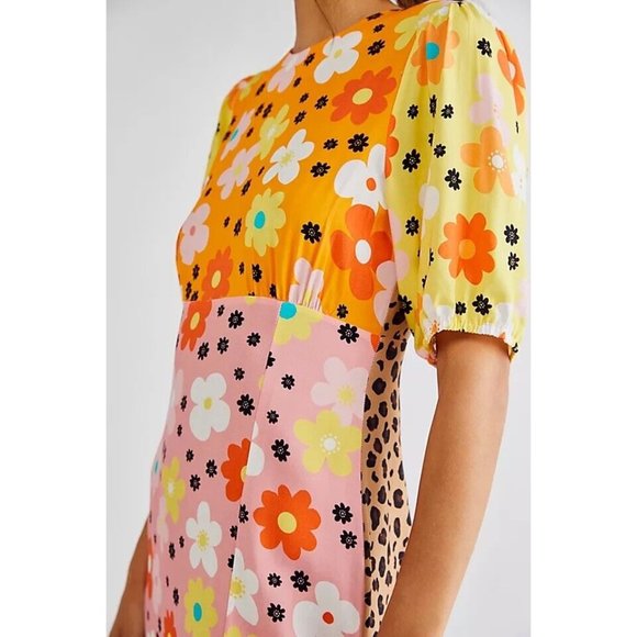 NWT FREE PEOPLE Sz US 6 PINK DIXIE DRESS MIXED FLORAL MIDI X NEVER FULLY DRESSED - Picture 4 of 4